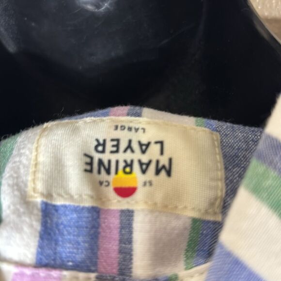 Marine layer women’s large striped hemp tencel button front preppy top - Picture 5 of 5